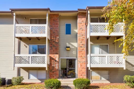 Exterior of building with private balconies and patios