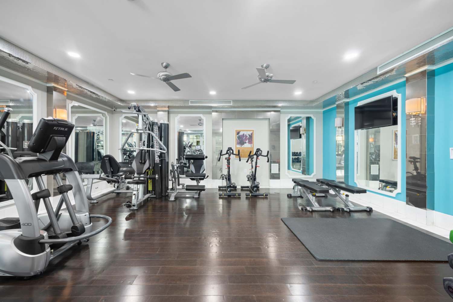 Professional fitness center at La Belle at Hollywood Tower in Los Angeles, California