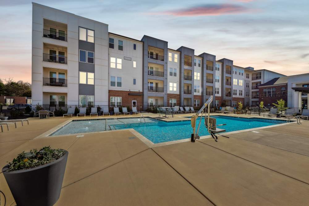 Resort-style large swimming pool with sundeck at  Mosby Bridge Street in Huntsville, Alabama