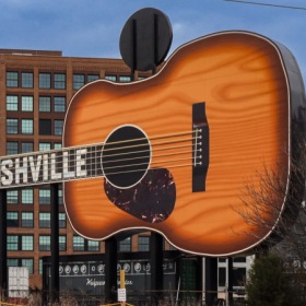 a large guitar sign in Nashville