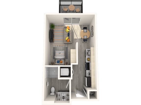 a floor plan of our studio apartments at university gardens