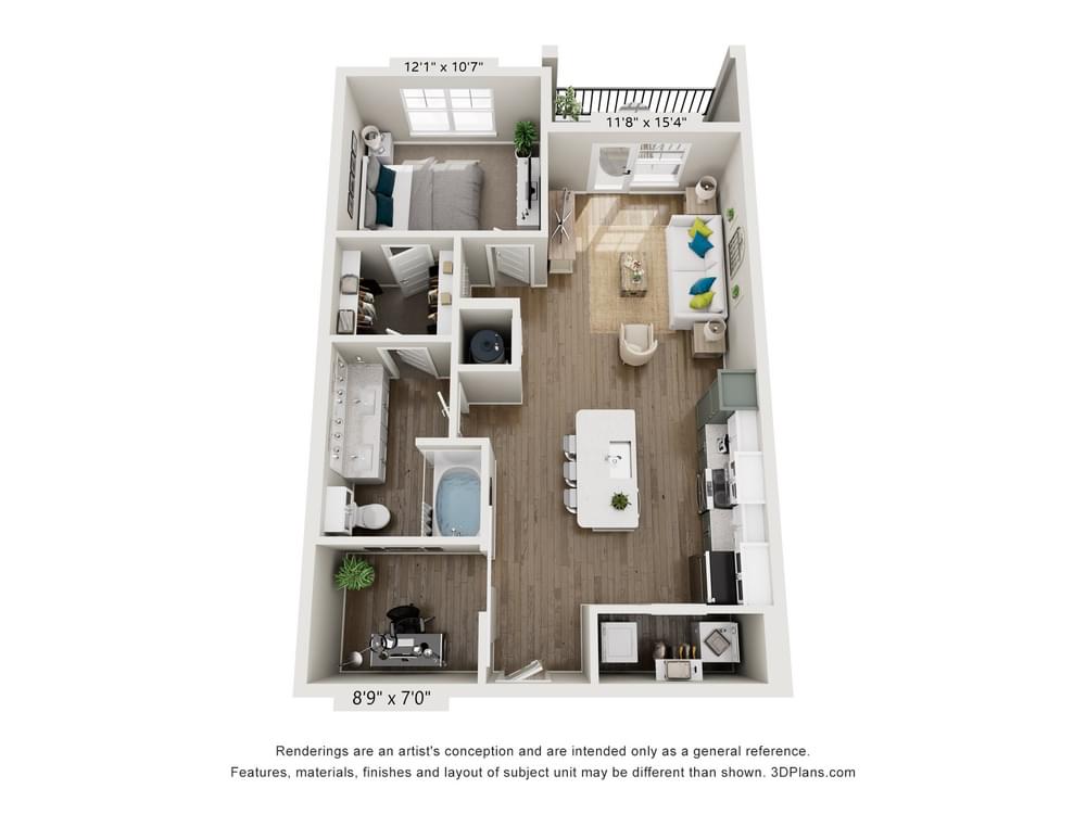 1 Bedroom floor plan