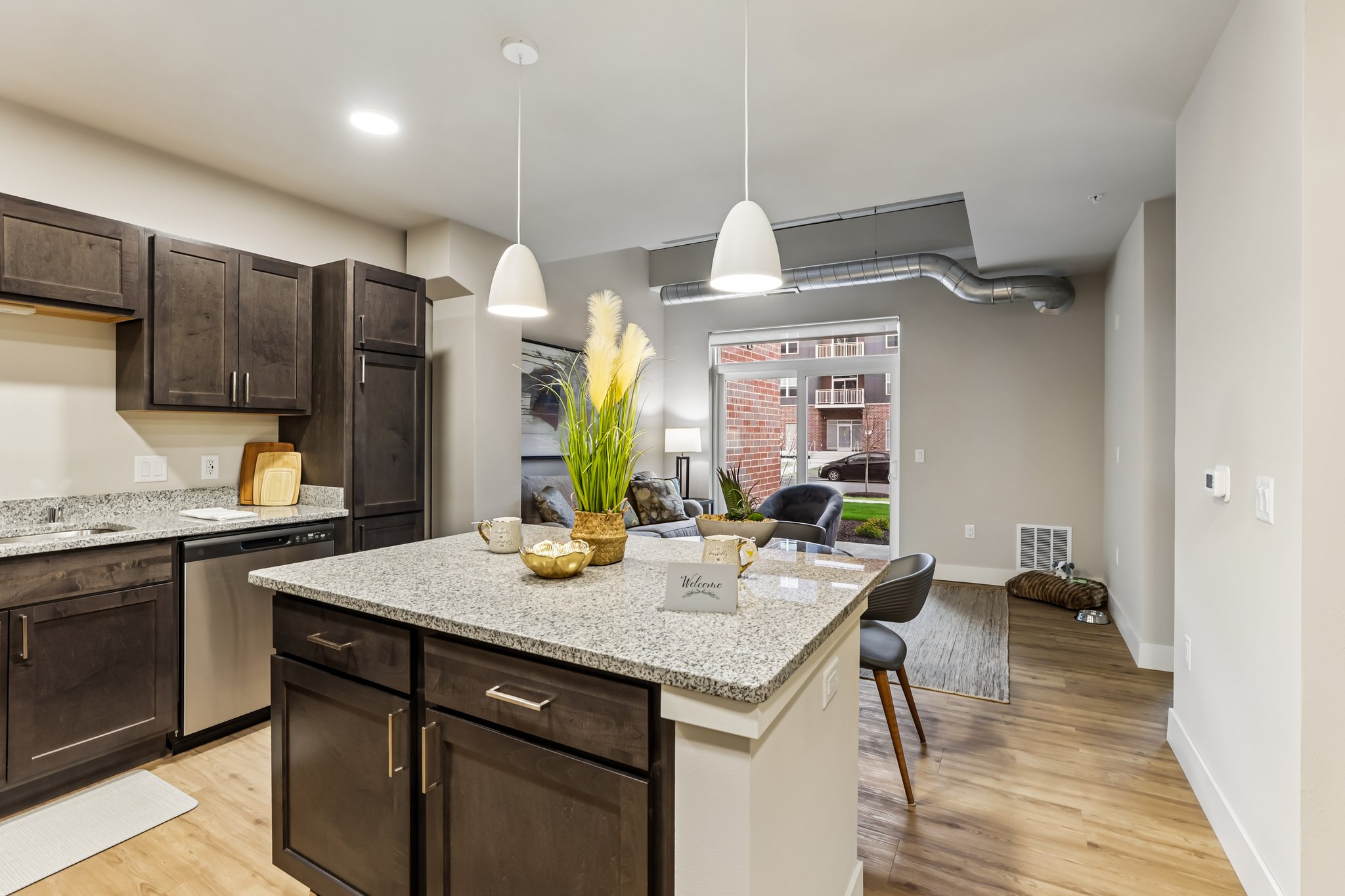 The Victoria at Huxley Yards – Modern 55+ Apartment Living Room in Madison, WI