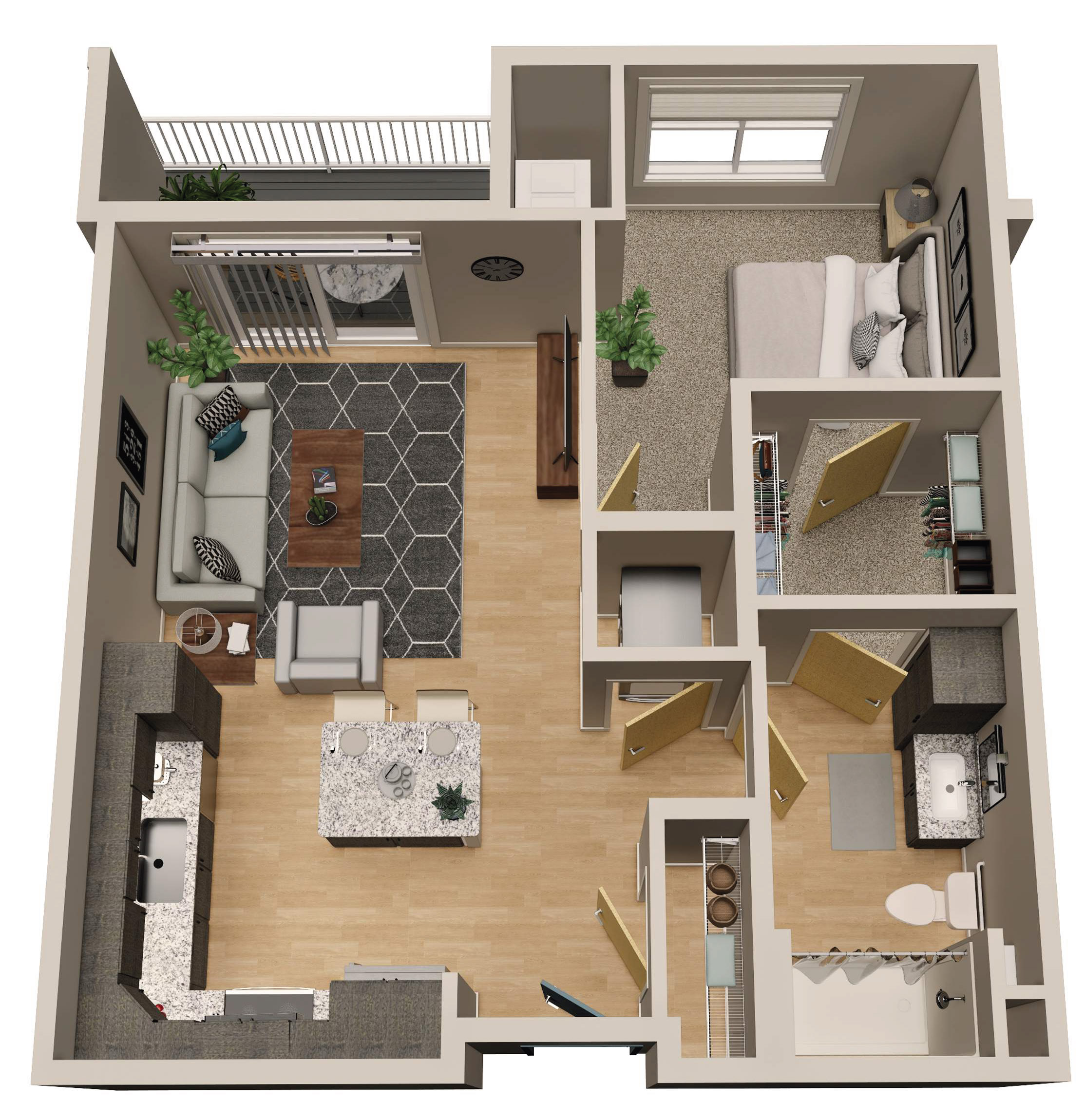 Floorplan - One Bedroom - 50% AMI, 1 Bed, 1 Bath, 697 square feet