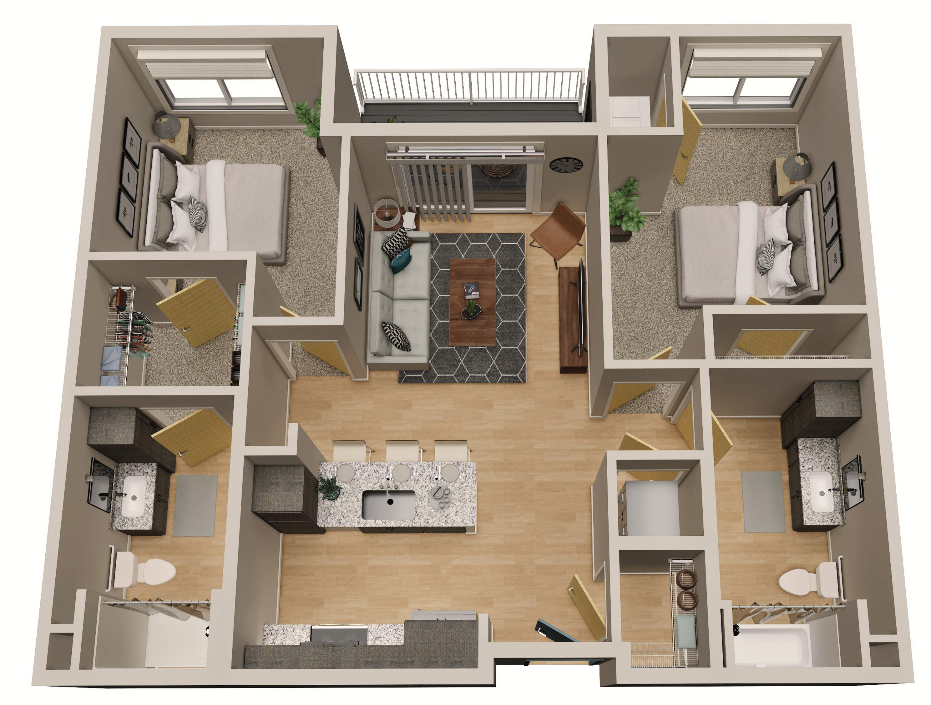 Floorplan - Two Bedroom - 50% AMI, 2 Beds, 2 Baths, 946 square feet