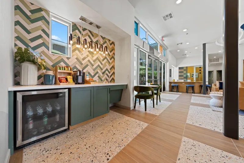 The clubroom with beverage fridge