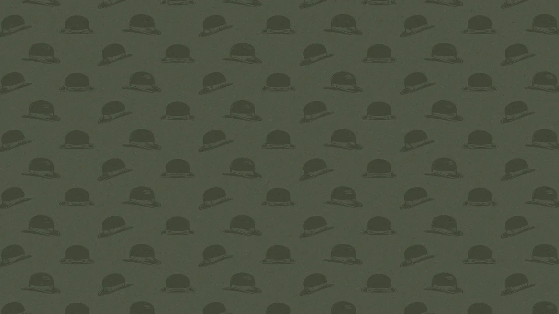 A repeating pattern of various hats against a dark green background.