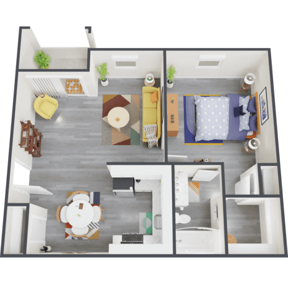 a floor plan of a 1 bedroom apartment