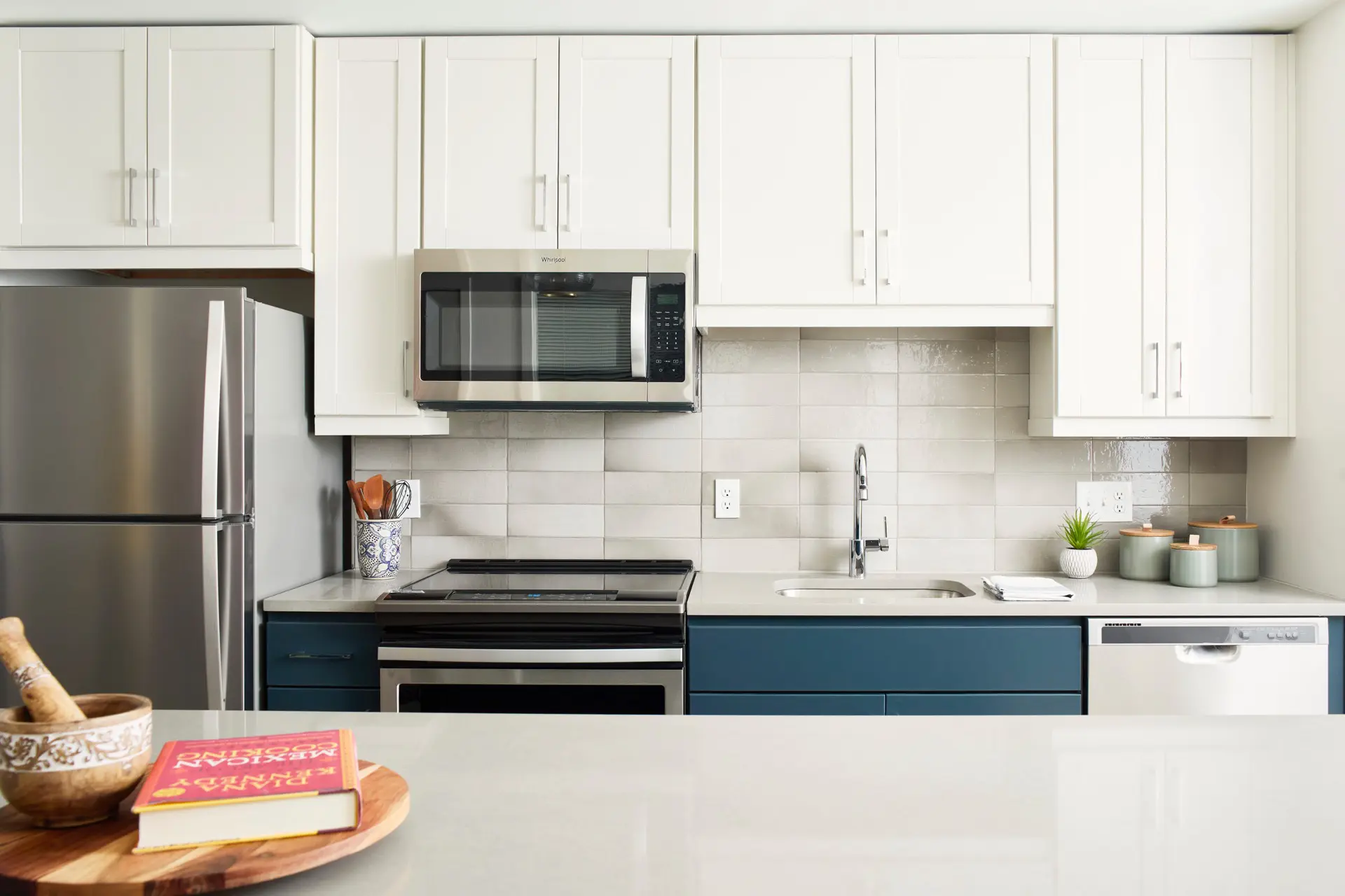 Modern kitchen designs with two-tone, soft-close cabinetry