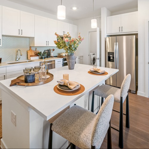 bright kitchen with island