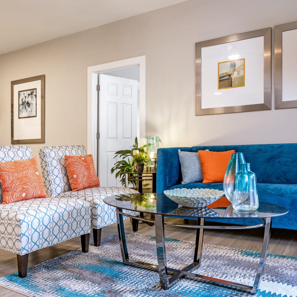 Living room area at Lakes At Lewisville in Lewisville, Texas 