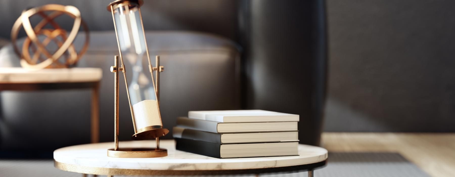 a gavel and a book on a table