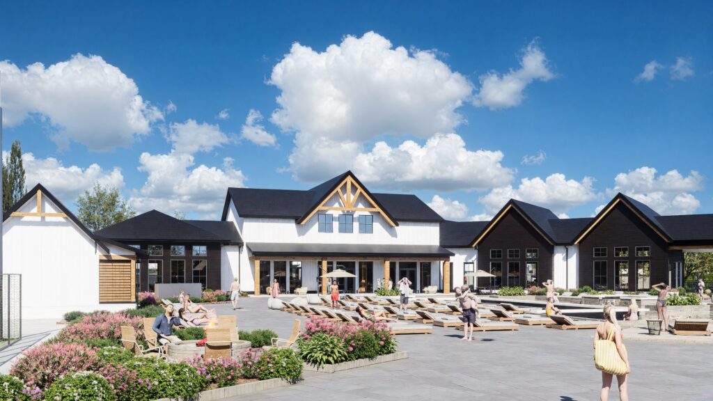 modern clubhouse and outdoor lounge area at chandelier in oxford ms