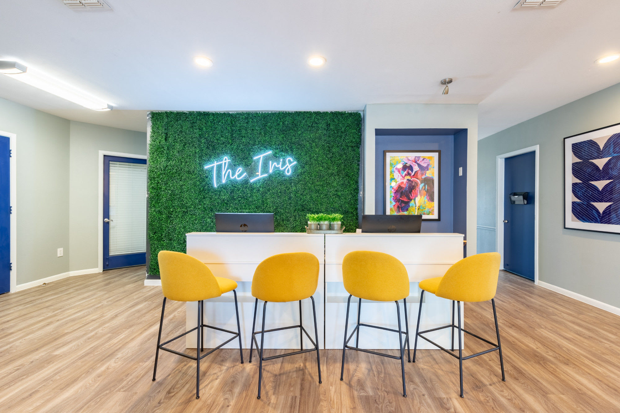 Front desk of the leasing office at The Iris in San Antonio, Texas