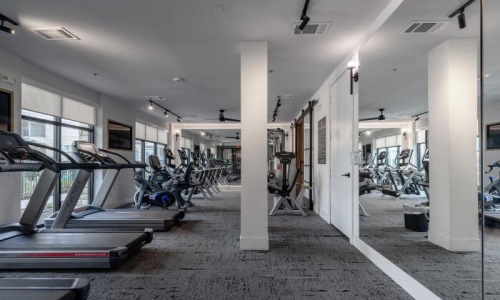 a gym with exercise equipment