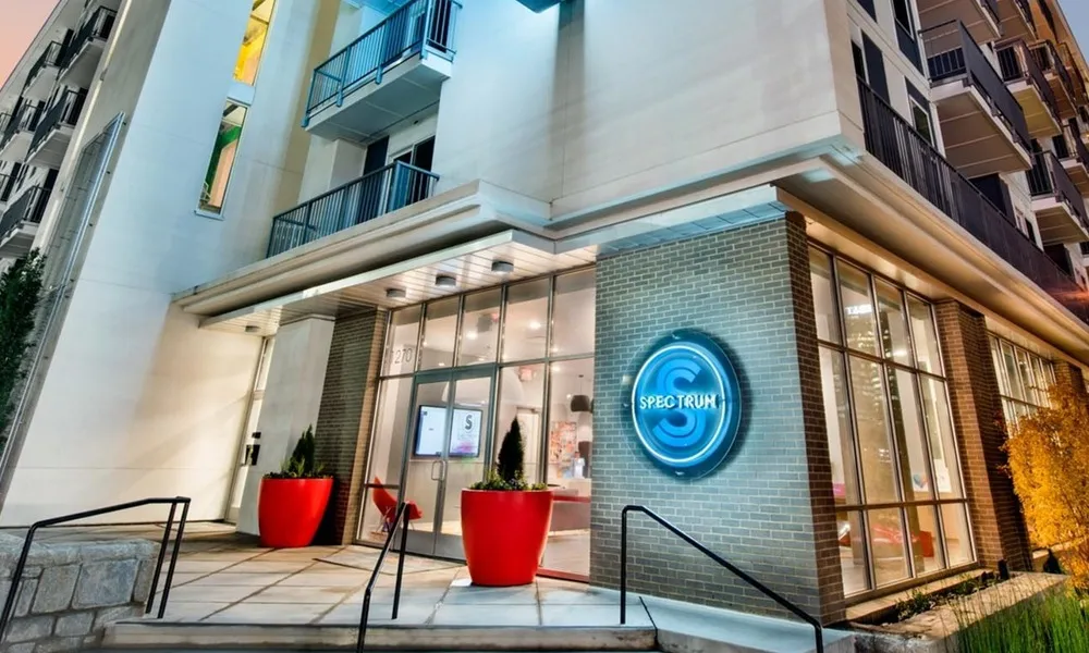 Exterior of community in the evening