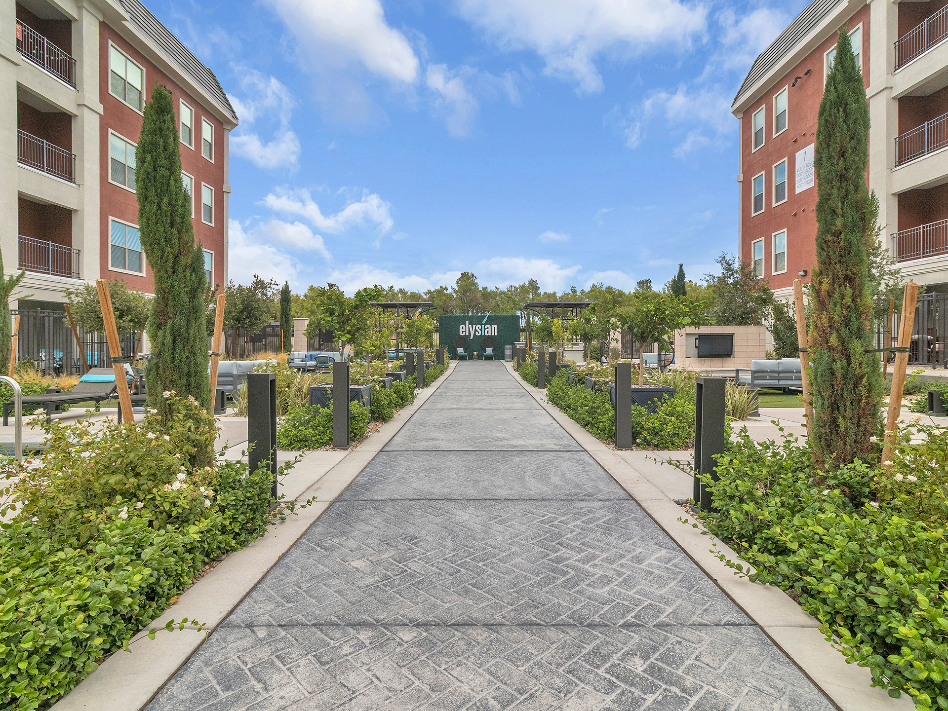 Luxury apartment community entrance at Elysian Grand Canyon Las Vegas
