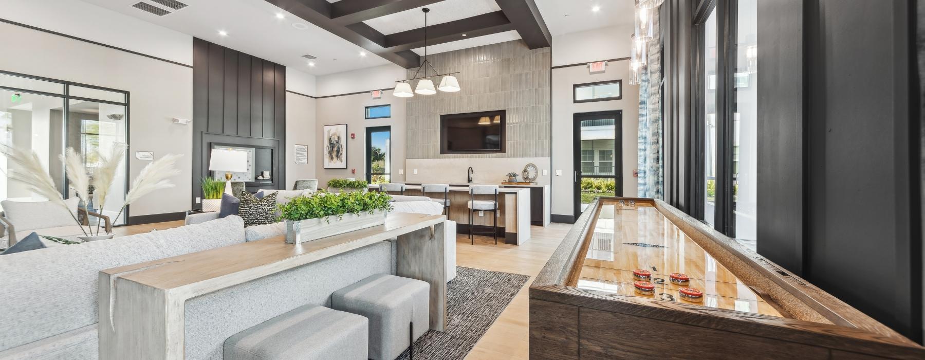 community room with a billiards table and ample seating