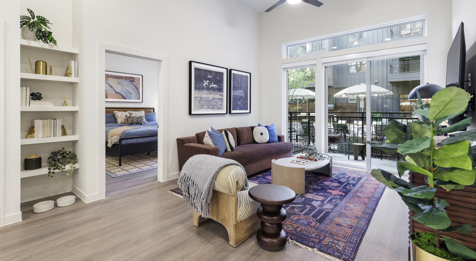 Open space living area with natural lighting