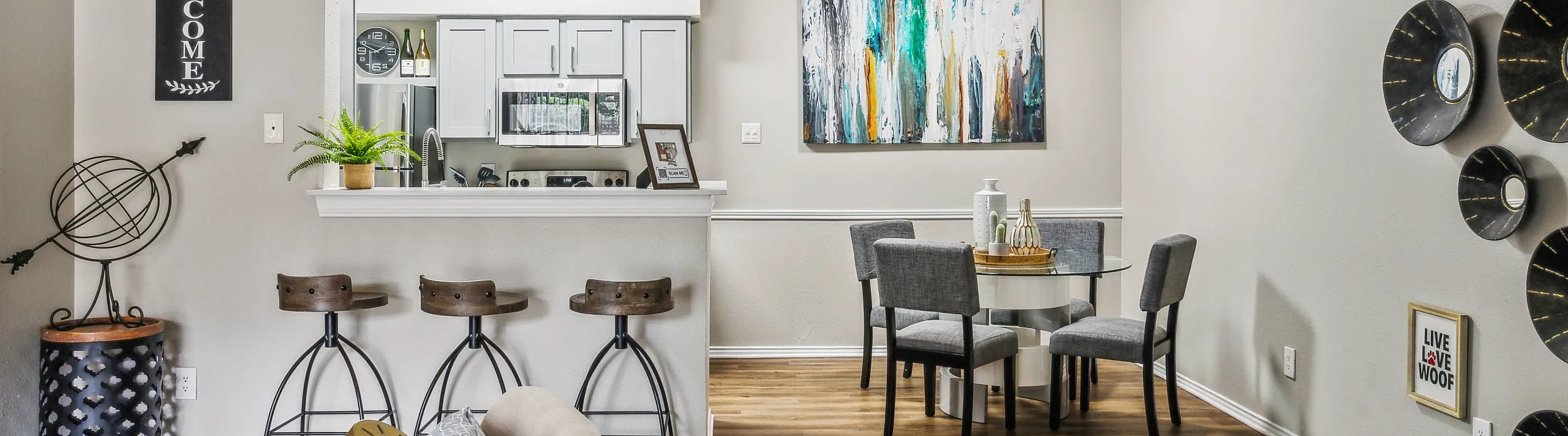 kitchen open to the living space and breakfast nook