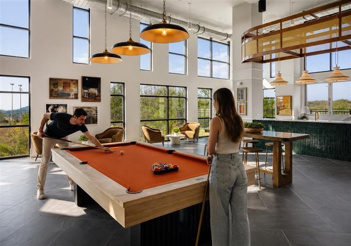 Consider this your challenge to a friendly game. ? The clubroom at Encore at Brentwood gives you a little more to do without ever leaving home, whether you’re here for the competition, the company, or just that view. Who are you calling for a rematch?