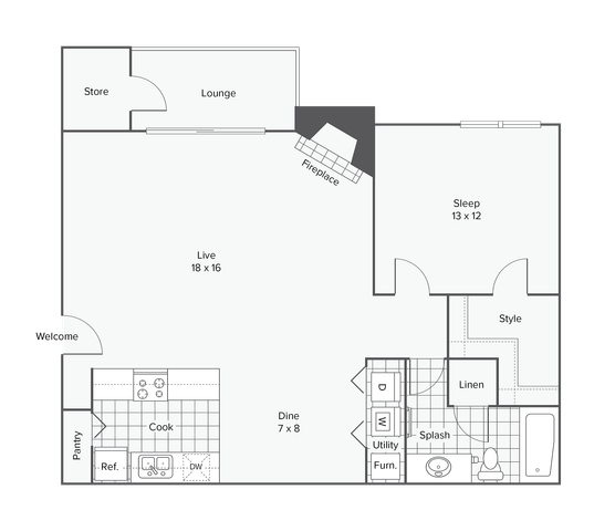A1 | 1-Bedroom Floorplan
