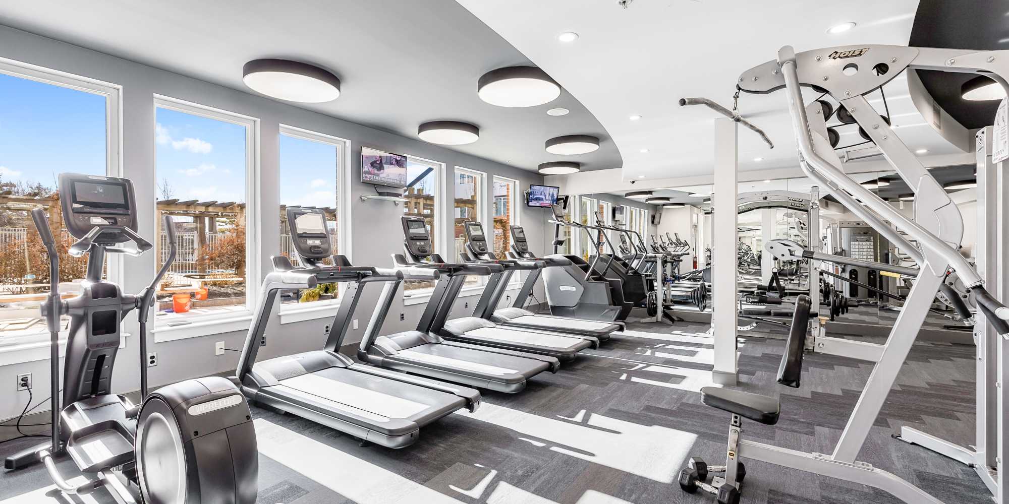 Fitness center at Arcadia at Rivers Edge in Medford, Massachusetts