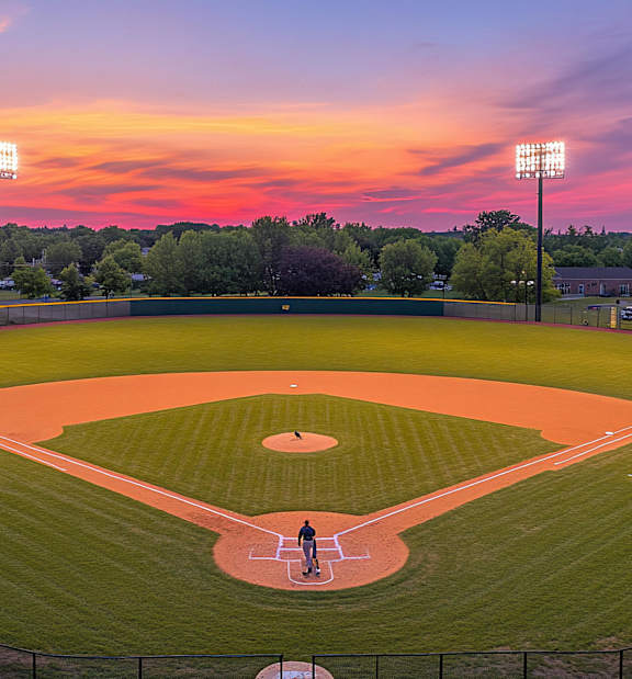 Baseball Field and Sunset