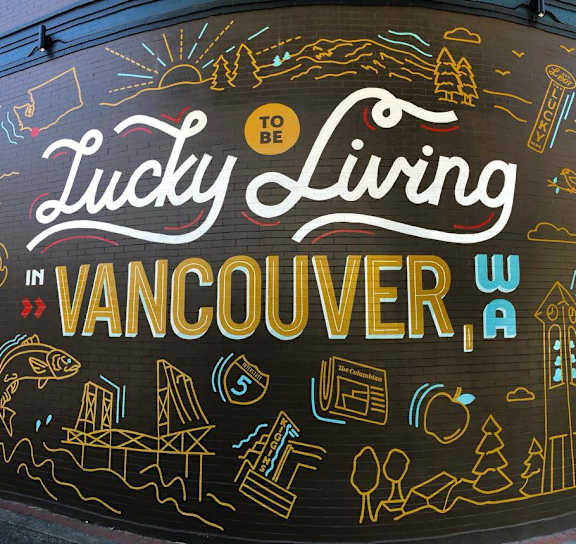 Mural On A Building Wall at AVIA Lofts on Parkway, Vancouver, Washington