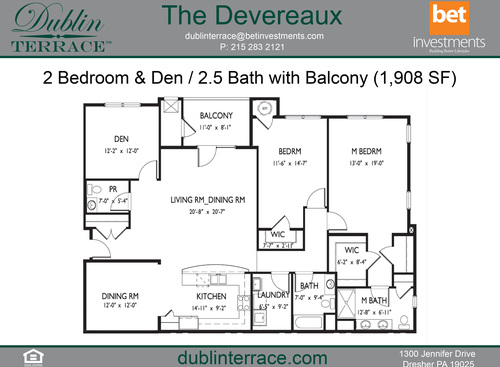 Devereaux: Beds - 2: Baths - 2.5: SqFt Range - 1908 to 1908