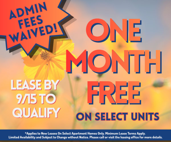 Lakeridge Heights 1 month free on Select Units with Admin fees waived. Limited Availability - Act Fast! **Discount applies after first full months rent