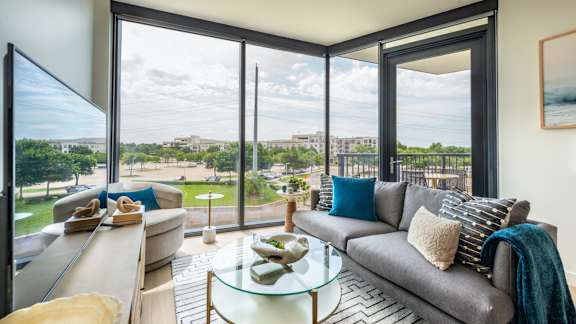 Luxury Living Room at Eastline Residences Apartments, Dallas, Texas