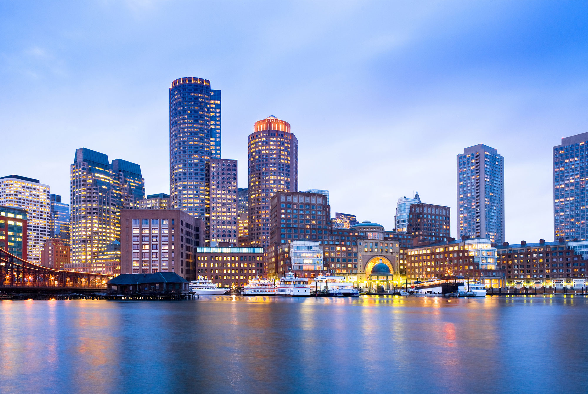 View of downtown Boston from the harbor