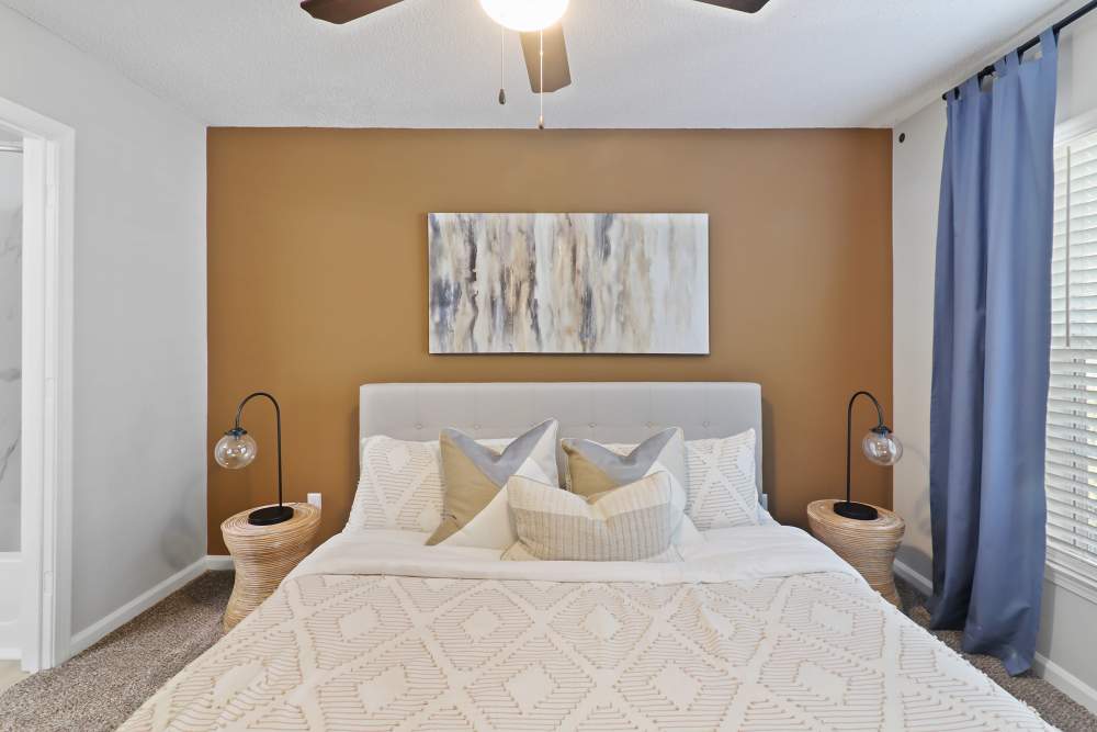 Bedroom in a model home at The Waterford in Morrisville, North Carolina