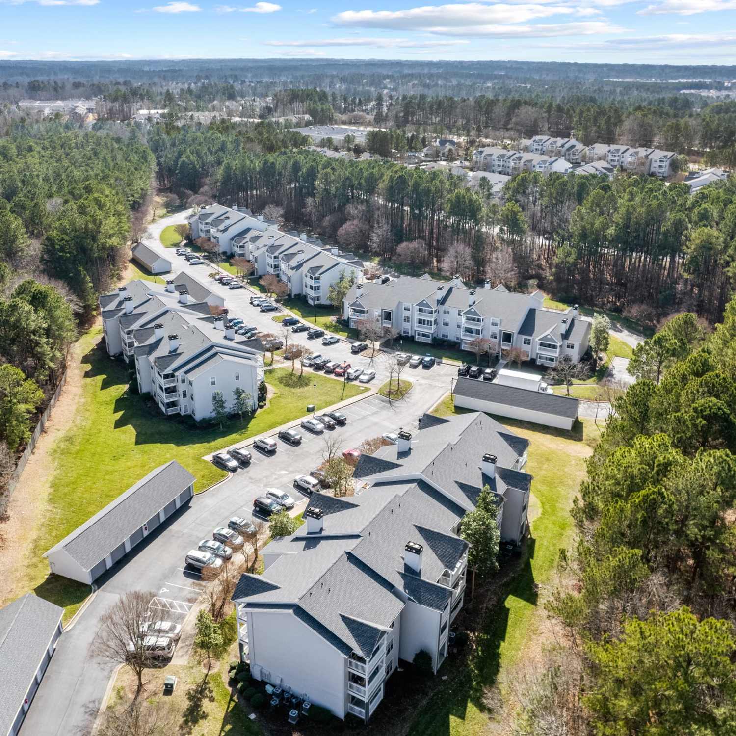 Aerial shot of The Waterford in Morrisville, North Carolina