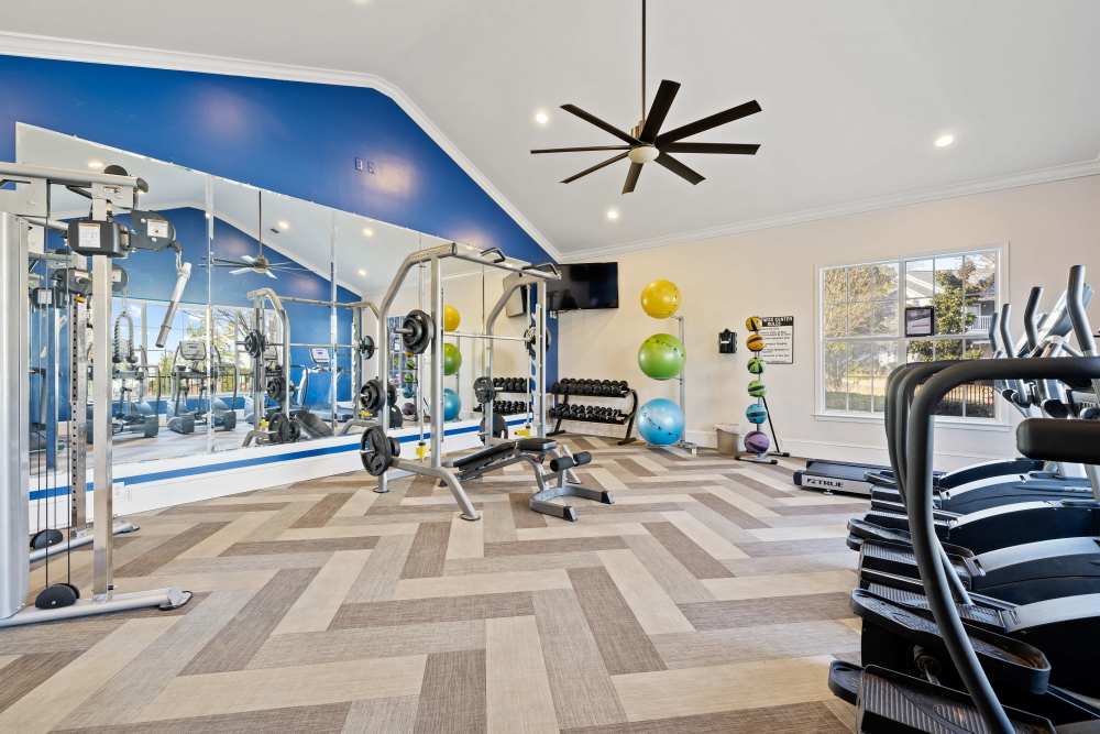 Luxury fitness center at The Waterford in Morrisville, North Carolina