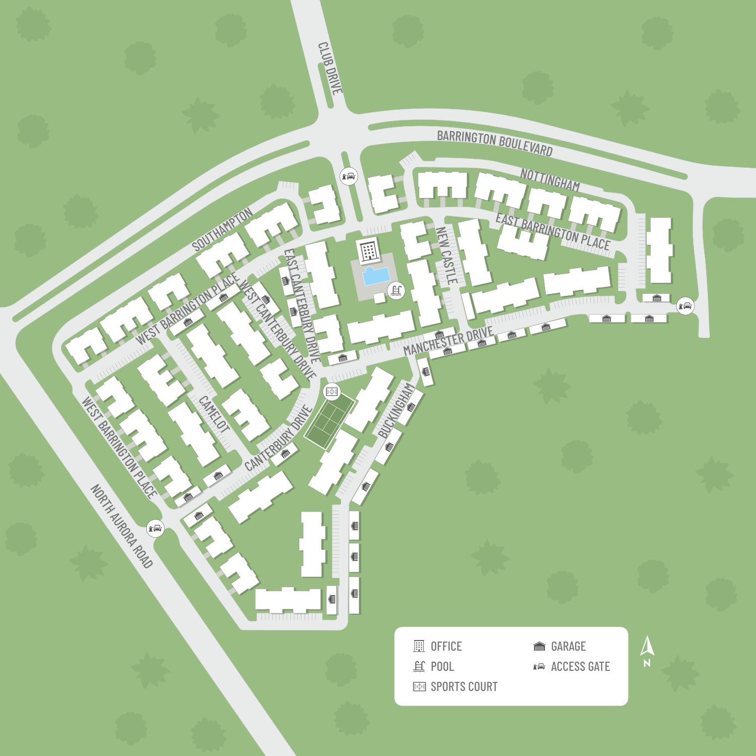 A site map marked by red dots showing unit locations, if available.