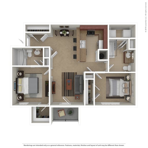 OakRidge_TN_Apartment_CentennialVillage_2 bedroom 2 bath 3D Furnished