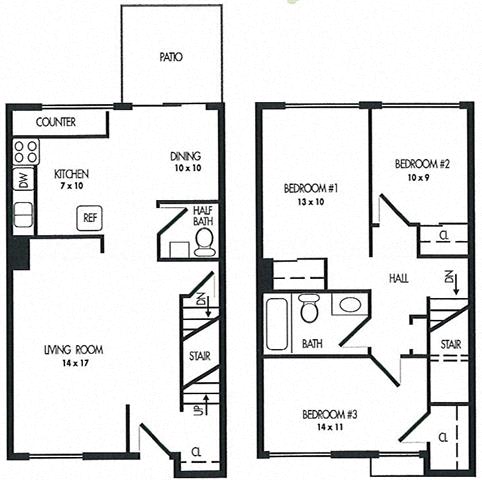 Three Bed Room Floor Plan at Arbor Pointe Townhomes, Battle Creek
