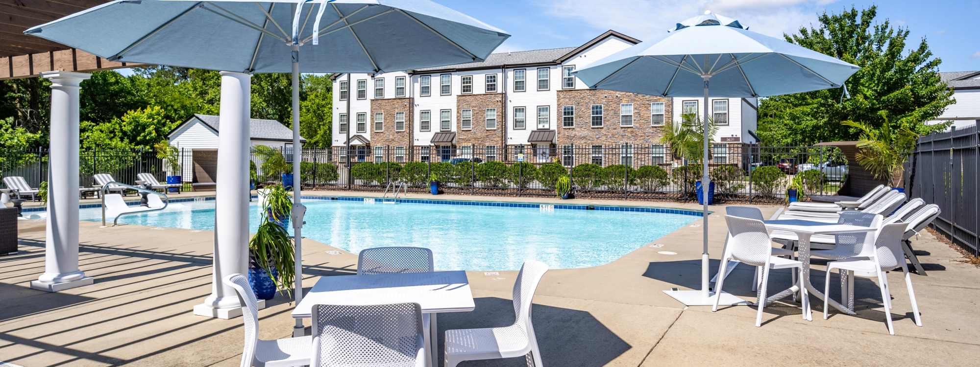 Pool with poolside seating at The Gathering in Salisbury, Maryland