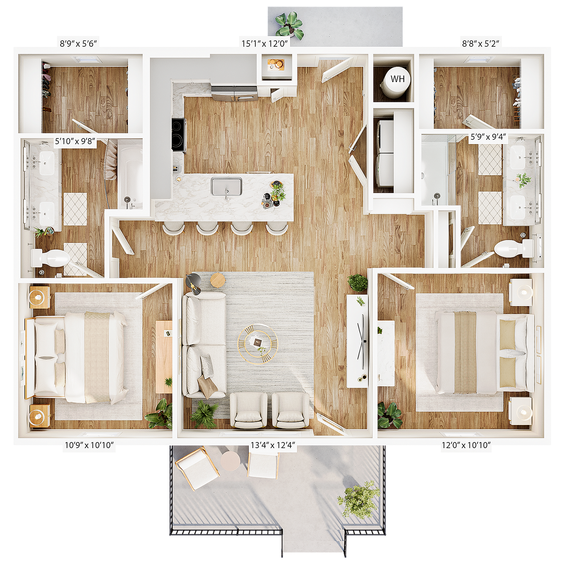 Explore this elegant apartment layout with a modern touch.
