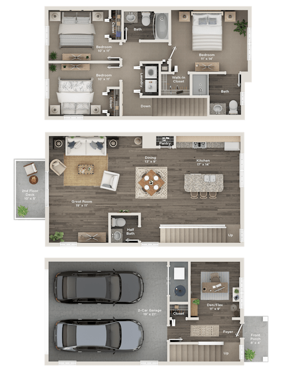 A set of four images showing different floor plans of a house.