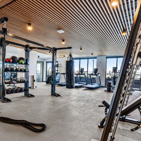 a gym with exercise equipment