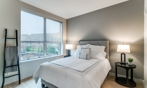 Bedroom with Hardwood Flooring in Our Apartments in West Village for Rent