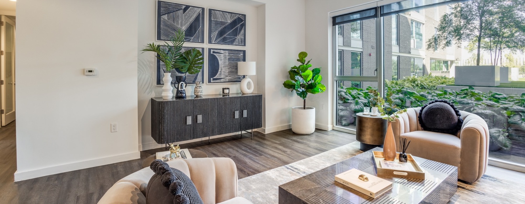 Open space living area with natural lighting