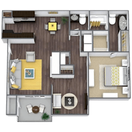B1 Floor Plan at Cottonwood, Dallas, TX, 75240