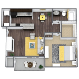 A2 Floor Plan at Cottonwood, Texas, 75240