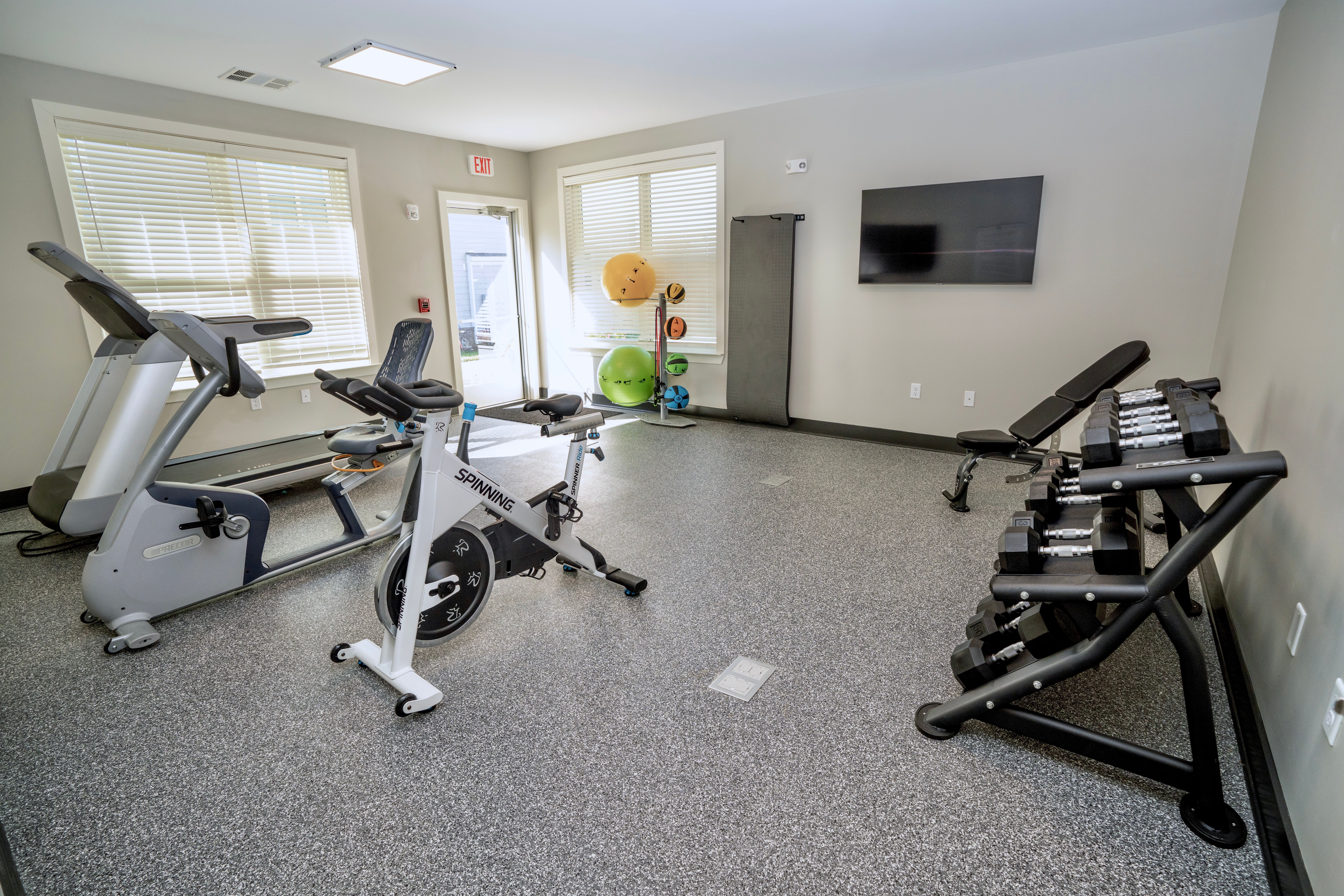 Fitness center at Donerail Run in Louisville, Kentucky