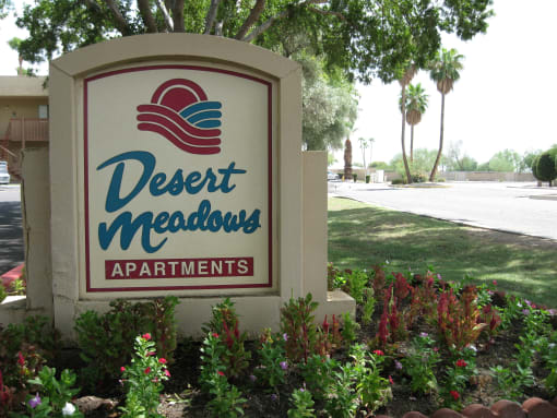 Desert Meadows apartments signage