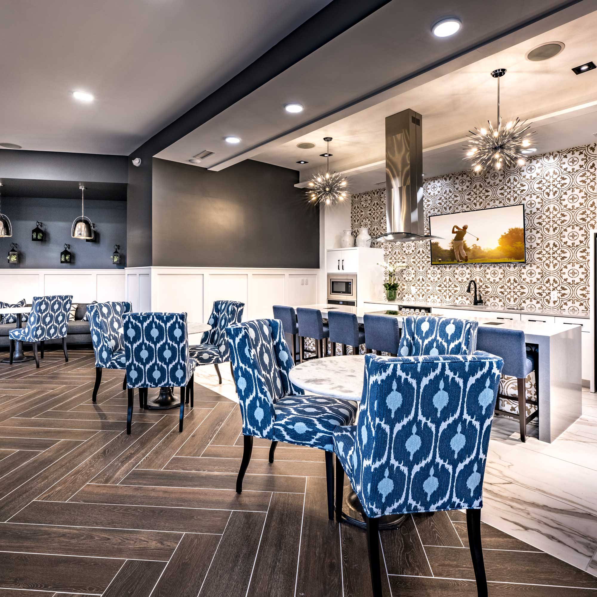 Communal eat-in kitchen with television at Halstead Maynard Crossing